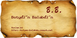 Botyán Balabán névjegykártya